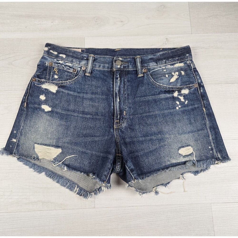 Polo Ralph Lauren Crosby Distressed Denim Cutoff Shorts Womens Size 27 4 Frayed